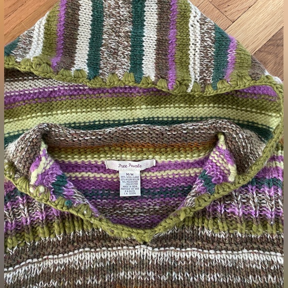 Vintage 90s y2k free people wool blend knit hoodie sweater - Picture 5 of 5